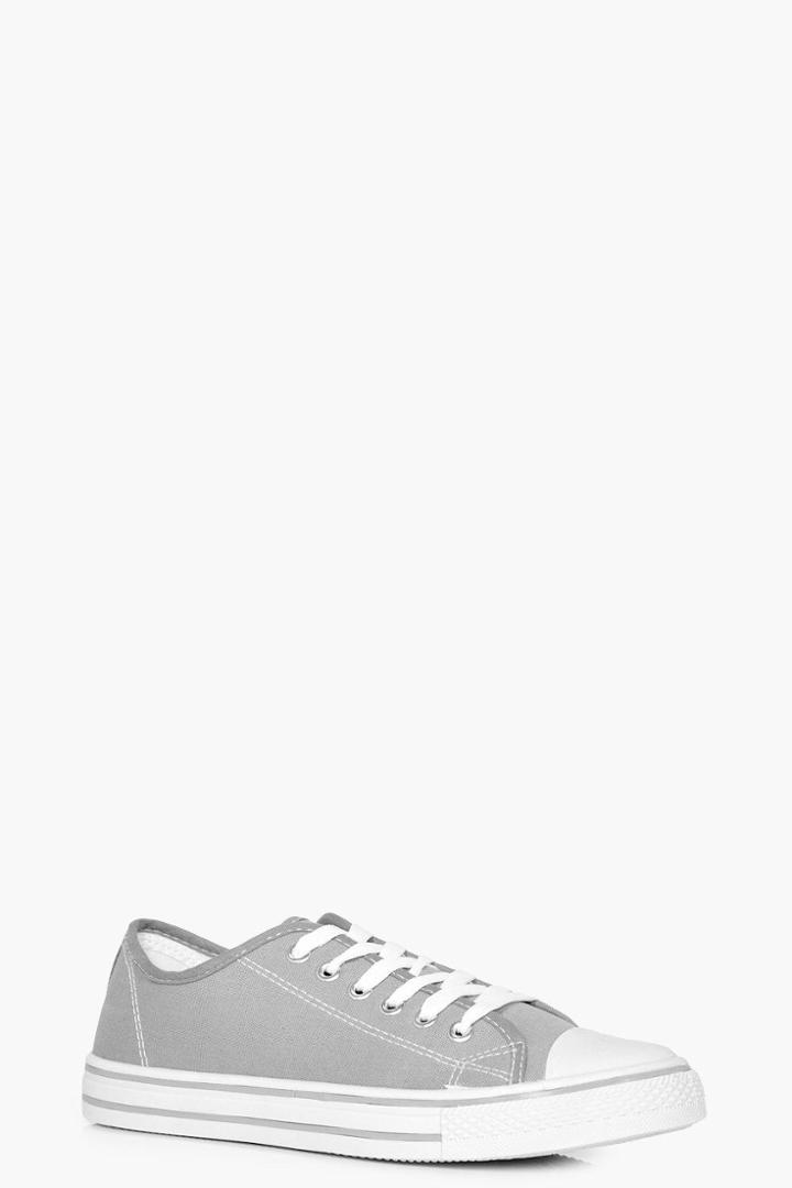 Boohoo Maisie Lace Up Canvas Pump Grey