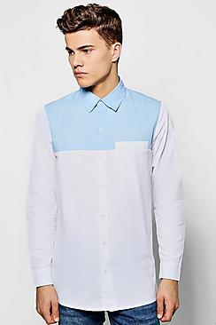 Boohoo Long Sleeve Contrast Yoke Shirt