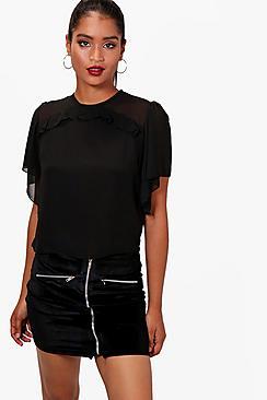 Boohoo Polly Frill Detail Blouse