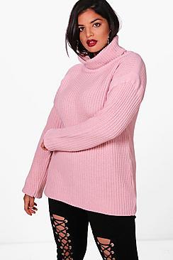Boohoo Plus Tape Detail Roll Neck Jumper