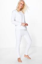 Boohoo Lucy Raw Edge Sweat + Jogger Set Cream