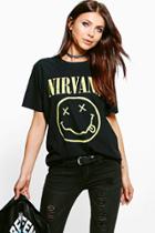 Boohoo Katie Nirvana Licence Print Band T-shirt Black