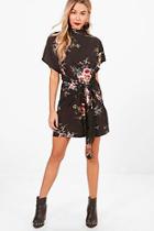 Boohoo Bethany Floral Tie Detail Dress