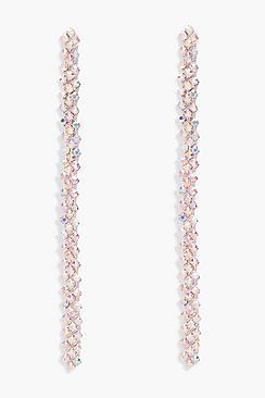 Boohoo Josyln Holographic Diamante Drop Earrings