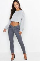 Boohoo Petite Charcoal Stretch Mid Rise Skinny Jean