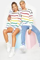 Boohoo Pride Loose Fit Jumper With Rainbow Stripes