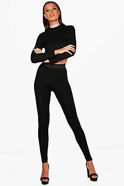 Boohoo Tall Amy Contrast Waistband Leggings