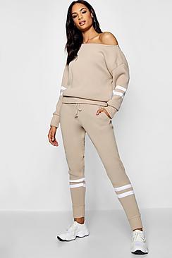 Boohoo Sport Stripe Detail Knitted Jogger Set