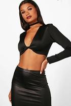 Boohoo Tanita Wrap Front Scuba Crop