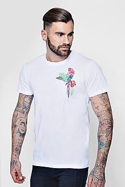 Boohoo Parrot Emrboidered T-shirt