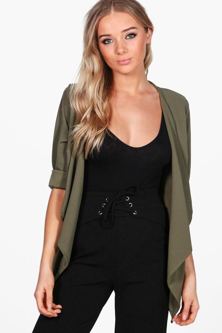 Boohoo Hannah Waterfall Duster Khaki