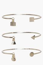 Boohoo Darcy Charm Pendant Cuff Pack Gold