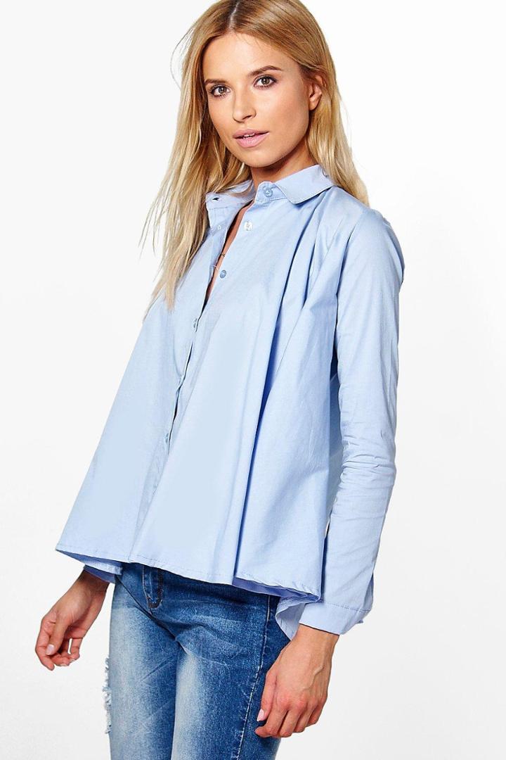 Boohoo Rosie Woven Oversized Shirt Blue
