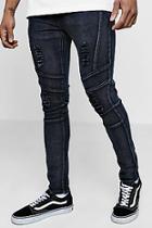 Boohoo Super Skinny Panelled Jeans With Distressing