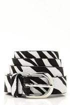 Boohoo Faux Pony Hair Zebra Belt