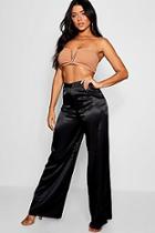 Boohoo Blair Satin Woven Wide Leg Trouser