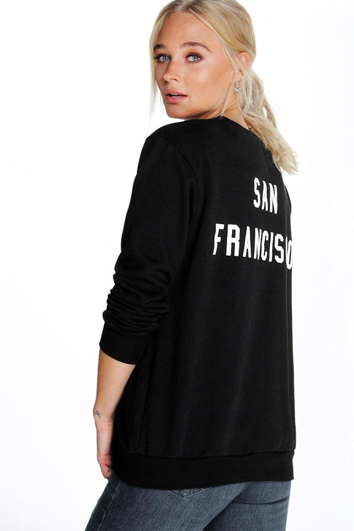 Boohoo Hellen San Francisco Sweater Black