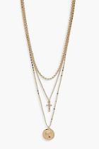 Boohoo Delicate Cross & Medallion Layered Necklace