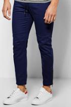 Boohoo Skinny Fit Chinos With Rp Knee And Zips Navy