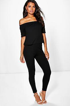 Boohoo Off The Shoulder Top + Skinny Trouser