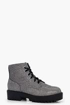 Boohoo Katie Shimmer Low Ankle Chunky Hiker Boot
