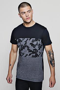 Boohoo Colour Block Camo Crew Neck T-shirt