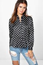 Boohoo Petite Dora Spot Print Shirt Black