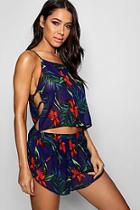Boohoo Ashleigh Tropical Short & Cami Beach Co-ord