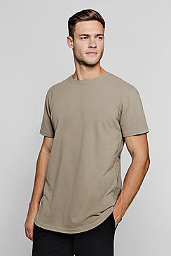 Boohoo Longline Pique T-shirt With Curved Hem