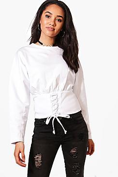 Boohoo Petite Laura Corset Detail Sweat