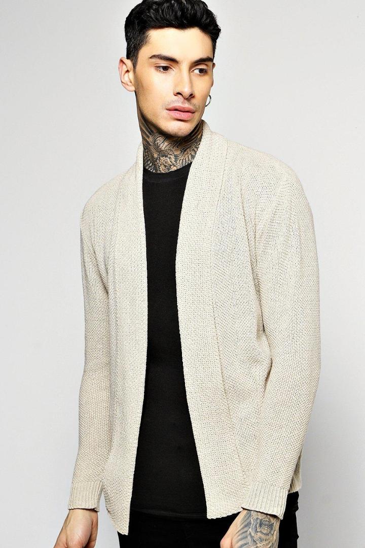 Boohoo Textured Cardigan Stone