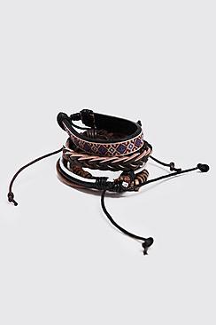 Boohoo Aztec Woven Stack Bracelets