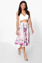 Boohoo Sahara Floral Print Full Midi Skirt