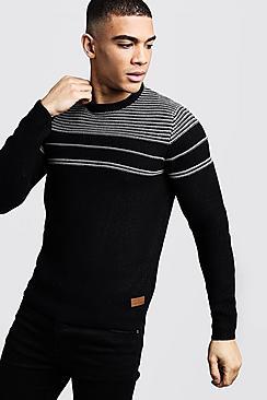 Boohoo Textured Stripe Knitted Jumper