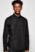 Boohoo Plain Poplin Long Sleeve Shirt Black