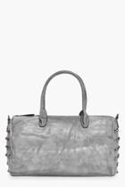 Boohoo Emily Stud Detail Bowler Bag Grey