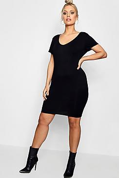 Boohoo Plus Kirsten Plunge Neck Bodycon Dress