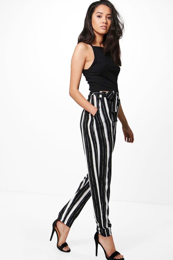 Boohoo Petite Sasha Stripe Tapered Trouser Multi