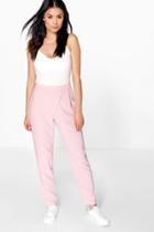 Boohoo Louise Wrap Front Woven Trouser Nude