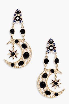 Boohoo Esme Boutique Moon & Star Earrings