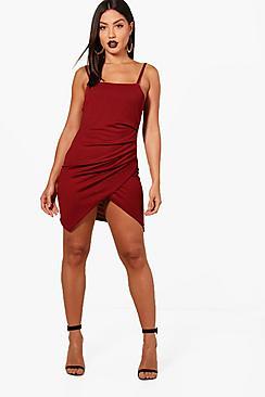 Boohoo Felicity Square Neck Wrap Bodycon Dress