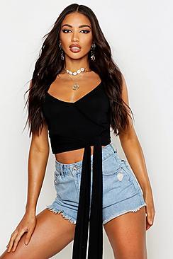 Boohoo Wrap Side Tie Crop