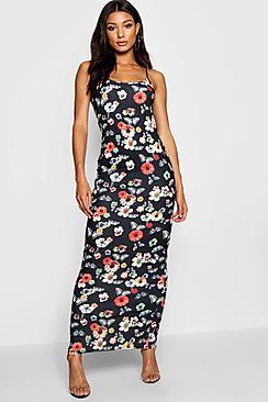 Boohoo Strappy Floral Butterfly Maxi Dress