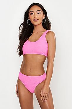 Boohoo Petite Mix & Match Crinkle Crop Bikini Top