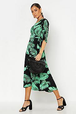 Boohoo Woven Wrap Tie Belt Maxi Dress