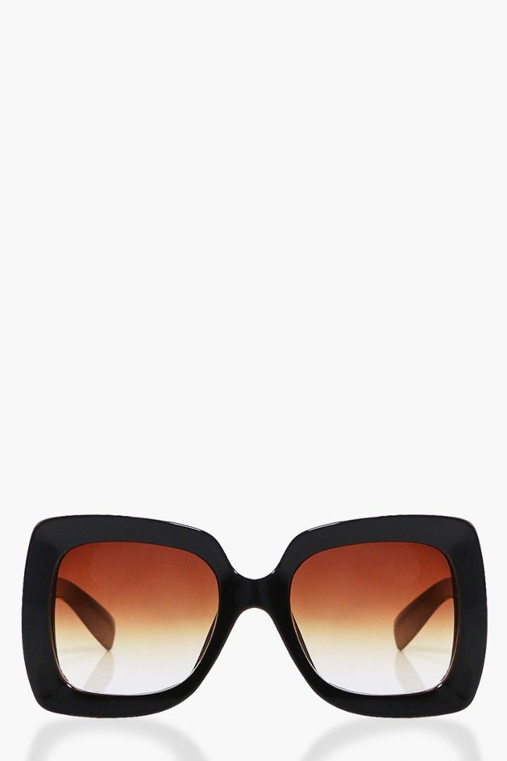 Boohoo Elsa Oversized Contrast Frame Sunglasses Brown