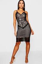 Boohoo Lace Eyelash Detail Midi Dress