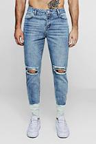 Boohoo Skinny Fit Ripped Jeans With Bleach Raw Hem
