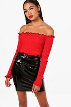 Boohoo Kate Lettuce Hem Rib Crop Jumper