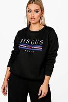 Boohoo Plus Amy 'bisous' Printed Sweat Top